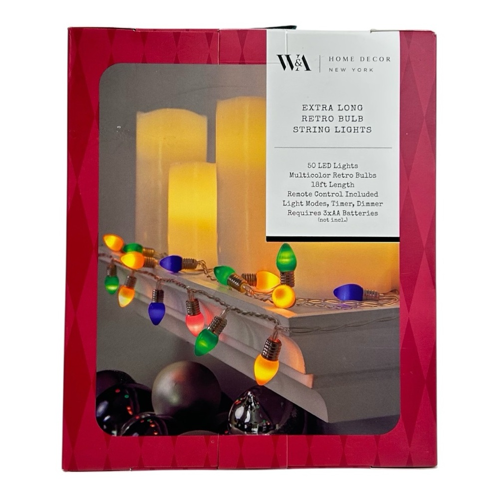 Retro Style Bulb LED Multicolor long STRING LIGHTS 18 ft Remote-Timer-Dimmer - Picture 2 of 2